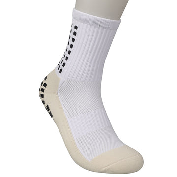 Anti-Slip Grip Mid-Calf Football Socks, Breathable Cushioned Athletic Socks for Adults, Wear-Resistant Shock Absorbing Sports Socks for Running, Soccer, Training