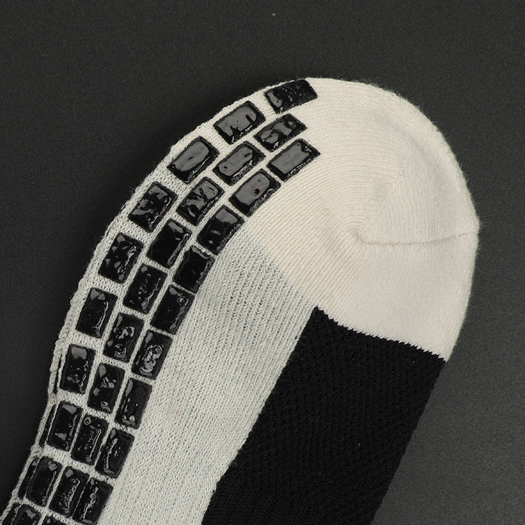 Anti-Slip Grip Mid-Calf Football Socks, Breathable Cushioned Athletic Socks for Adults, Wear-Resistant Shock Absorbing Sports Socks for Running, Soccer, Training